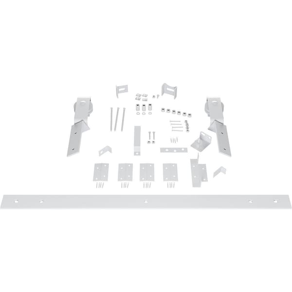 Ekena Millwork Barnfold J-Strap 2-Door Hardware Set for 1 1/4" to 1 3/8" Doors with 30" Track, Rocket White GB6007M2D30RW - main